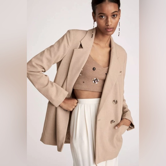 Maeve Jackets & Blazers - Anthropologie/Maeve Double Breasted Oversized Blazer Tan Size 4